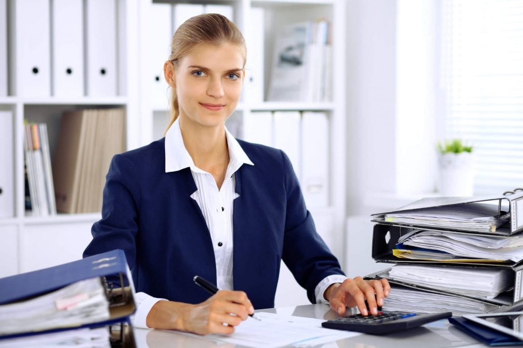 Accounting expert symbolizes poise and calm with your Tax Return.